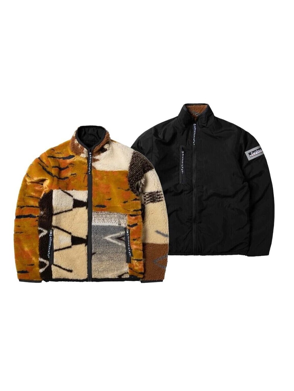 NEW Aries Patchwork Reversible Fleece Jacket Medium